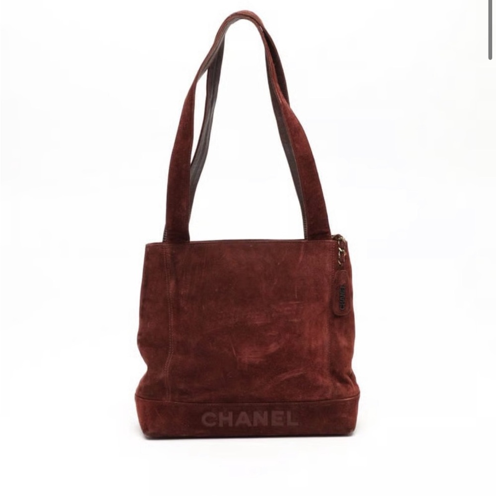 Chanel™ 1986-88 Brown Suede CC Embroidered Tote Bag